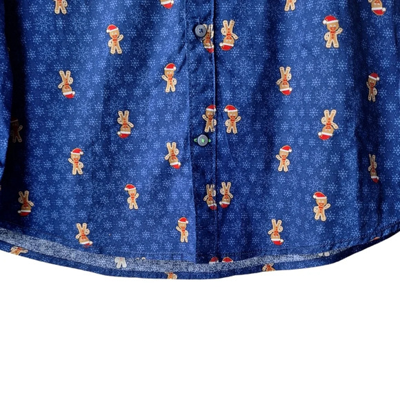 Drill Clothing Co. Large Blue Gingerbread Collared Button Down Long Sleeve Shirt - Picture 7 of 16